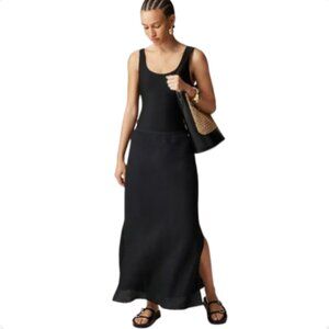 J. Crew Gwyneth slip skirt 100% Linen Black maxi skirt - SIZE XL